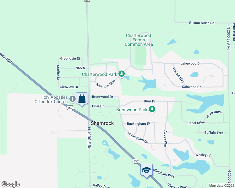 map of restaurants, bars, coffee shops, grocery stores, and more near 19238 Brentwood Drive in Bloomington