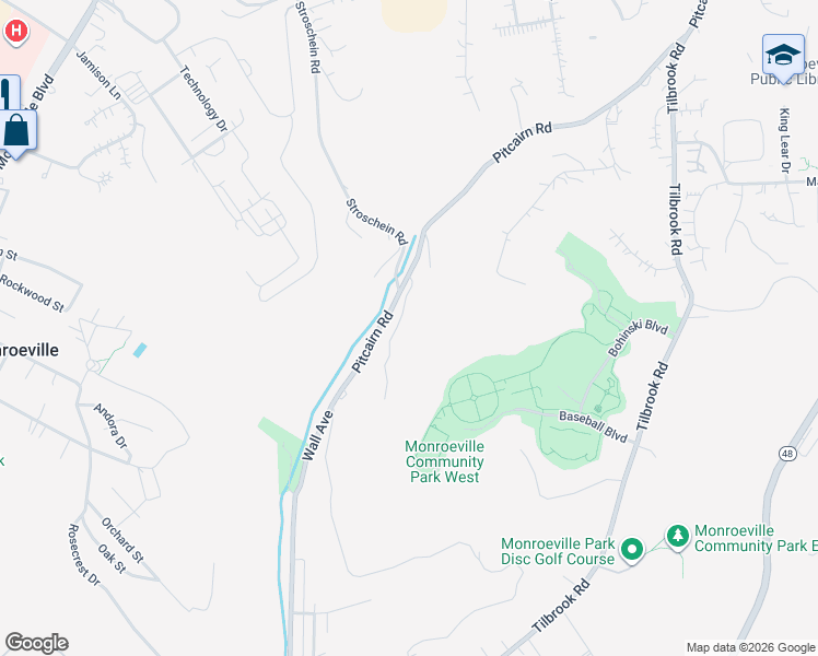 map of restaurants, bars, coffee shops, grocery stores, and more near 205 Taylor Street in Monroeville