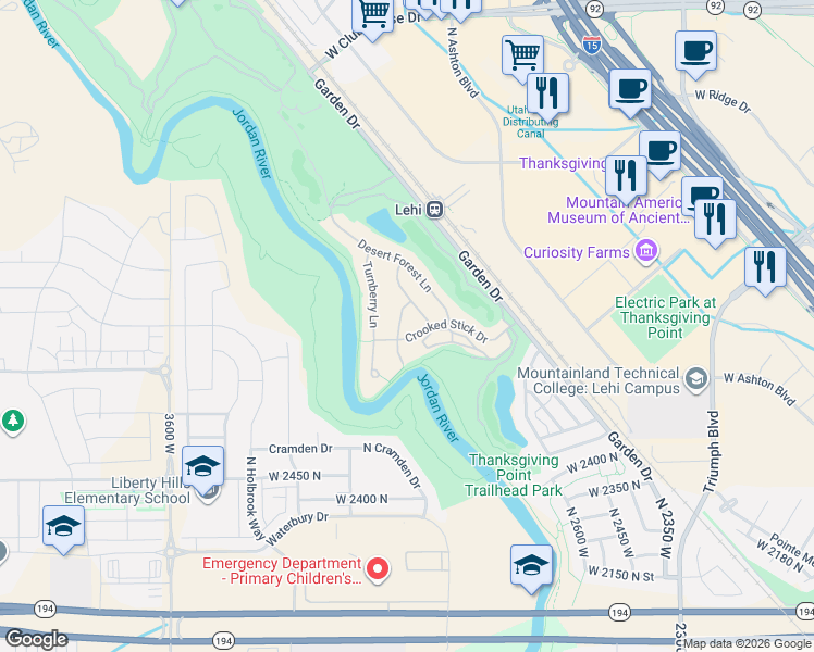 map of restaurants, bars, coffee shops, grocery stores, and more near 2729 Augusta Drive in Lehi