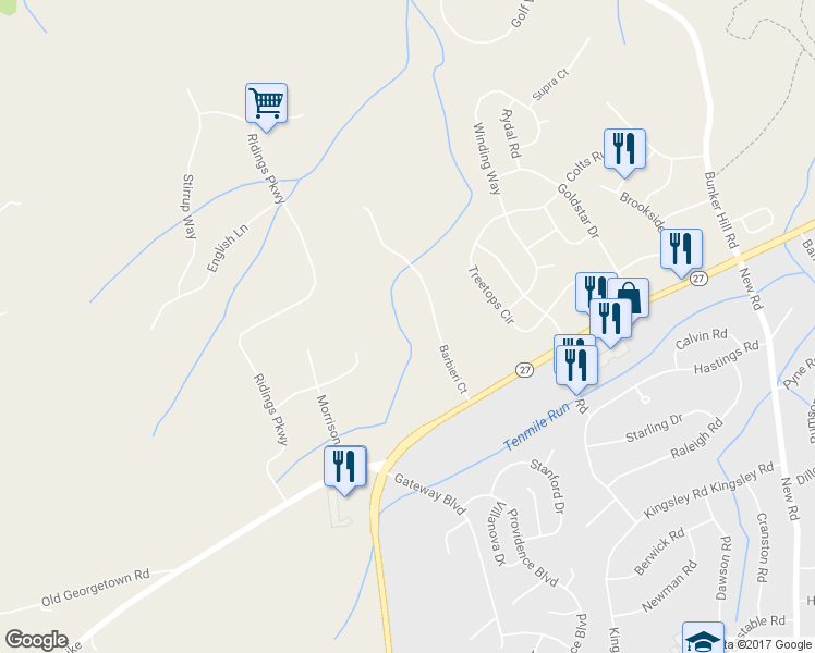 map of restaurants, bars, coffee shops, grocery stores, and more near 9 Barbieri Court in Princeton