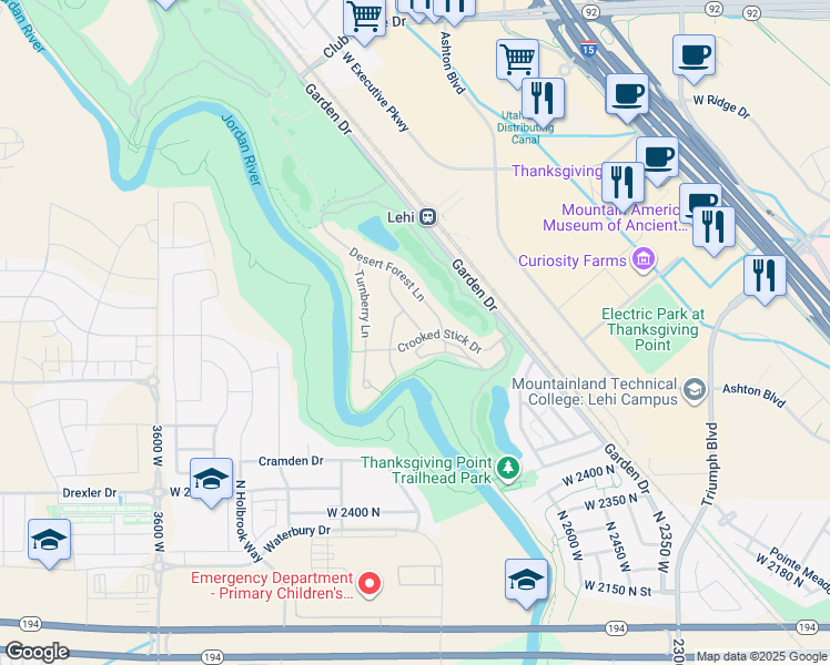 map of restaurants, bars, coffee shops, grocery stores, and more near 2729 Augusta Drive in Lehi