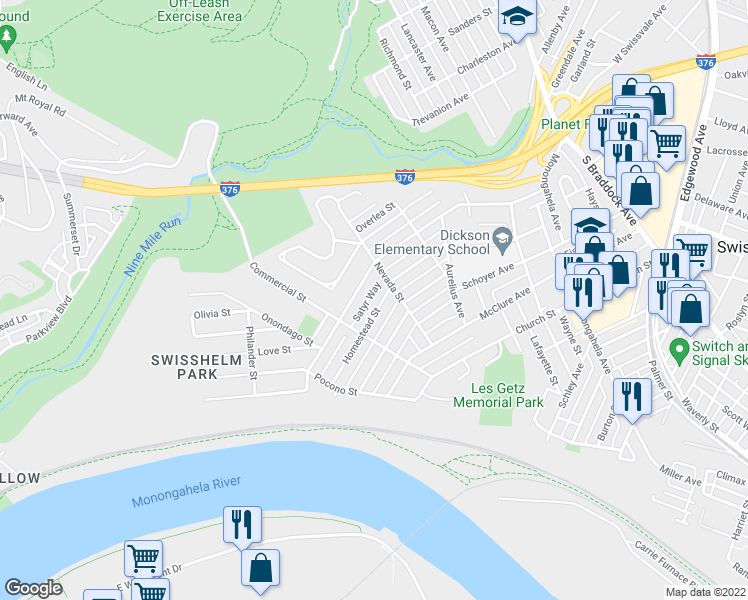 map of restaurants, bars, coffee shops, grocery stores, and more near 241 Homestead Street in Pittsburgh