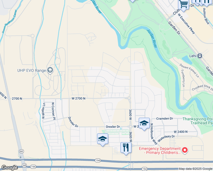 map of restaurants, bars, coffee shops, grocery stores, and more near 2798 Tower Mill Way in Lehi