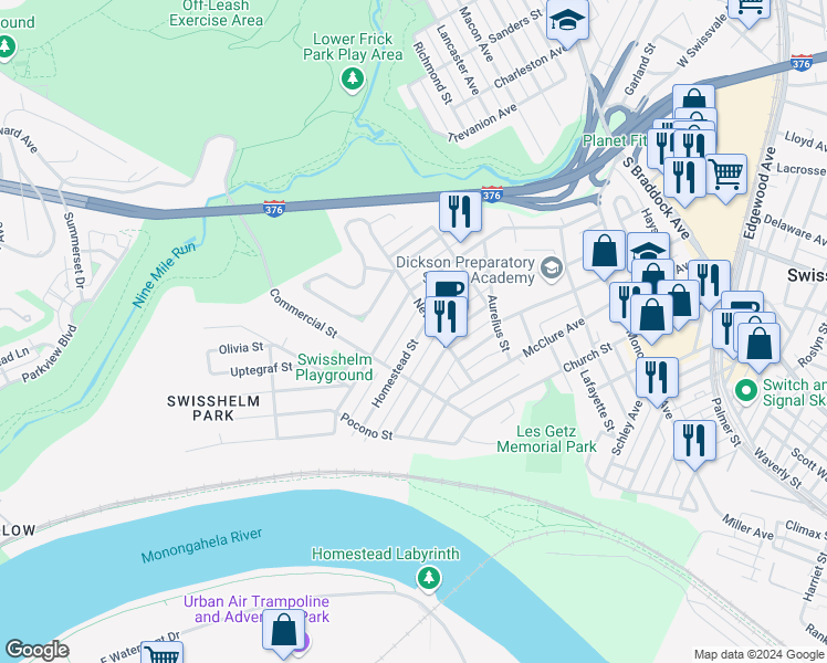 map of restaurants, bars, coffee shops, grocery stores, and more near 243 Homestead Street in Pittsburgh