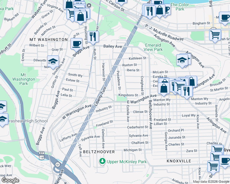 map of restaurants, bars, coffee shops, grocery stores, and more near 129 Haberman Avenue in Pittsburgh