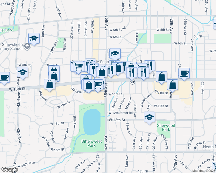 map of restaurants, bars, coffee shops, grocery stores, and more near in Greeley