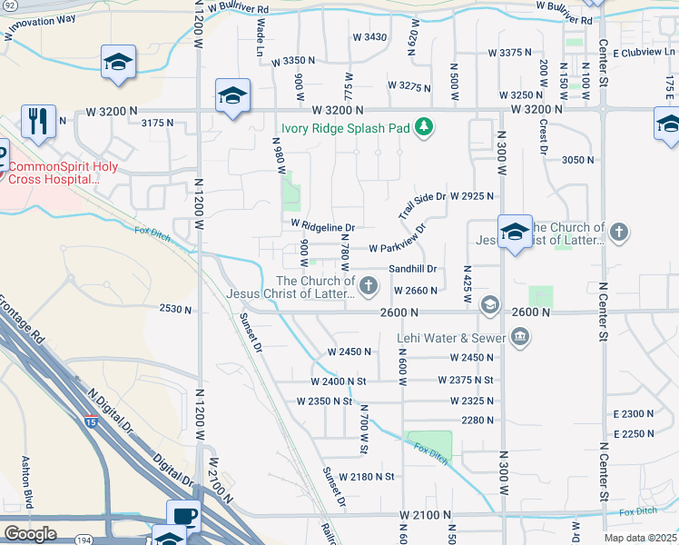 map of restaurants, bars, coffee shops, grocery stores, and more near 804 West 2700 North in Lehi