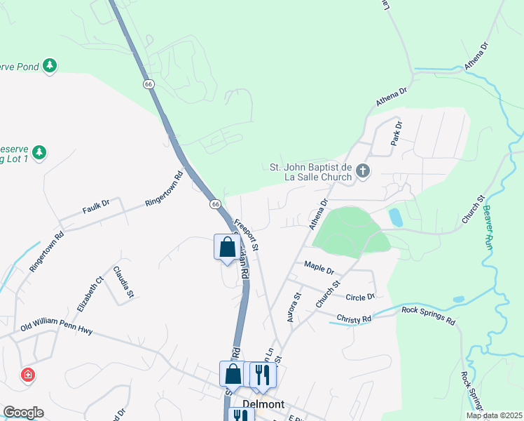 map of restaurants, bars, coffee shops, grocery stores, and more near 8 Faith Drive in Delmont