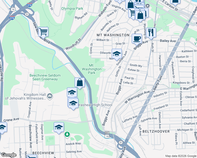 map of restaurants, bars, coffee shops, grocery stores, and more near 616 Chess Street in Pittsburgh