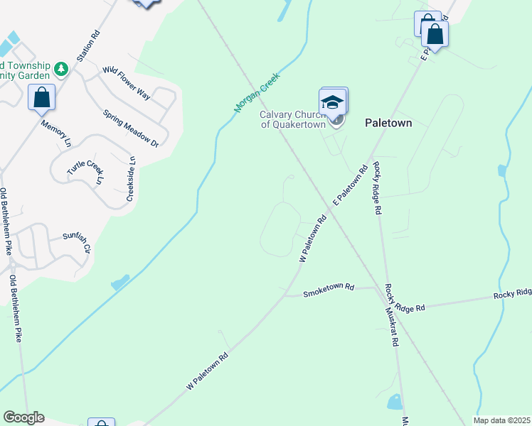 map of restaurants, bars, coffee shops, grocery stores, and more near 1057 Arbour Lane in Quakertown