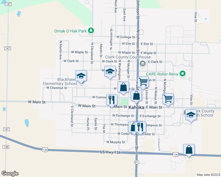 map of restaurants, bars, coffee shops, grocery stores, and more near in Kahoka