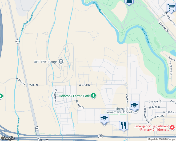 map of restaurants, bars, coffee shops, grocery stores, and more near 4082 West Red Clover Drive in Lehi