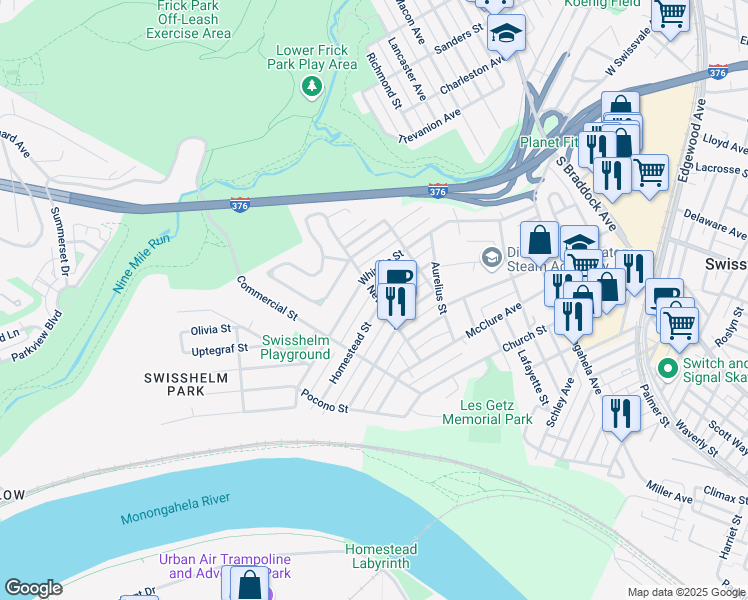 map of restaurants, bars, coffee shops, grocery stores, and more near 241 Homestead Street in Pittsburgh