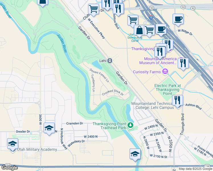 map of restaurants, bars, coffee shops, grocery stores, and more near 2768 Augusta Drive in Lehi