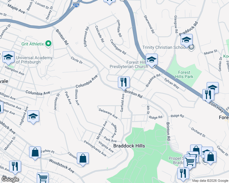 map of restaurants, bars, coffee shops, grocery stores, and more near 939 Garfield Avenue in Pittsburgh