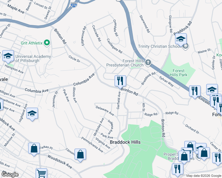map of restaurants, bars, coffee shops, grocery stores, and more near 939 Garfield Avenue in Pittsburgh