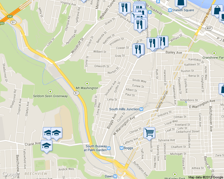 map of restaurants, bars, coffee shops, grocery stores, and more near 244 Southern Avenue in Pittsburgh