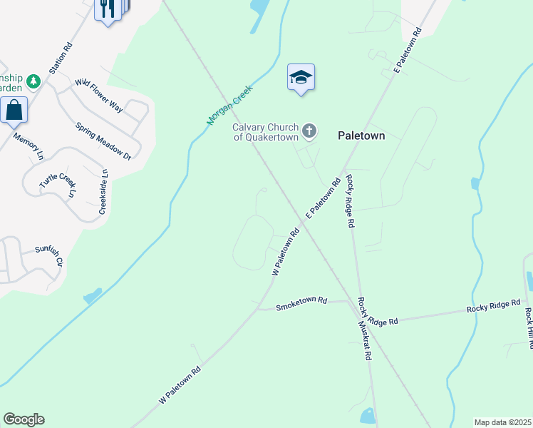 map of restaurants, bars, coffee shops, grocery stores, and more near 1207 Heron Court in Quakertown