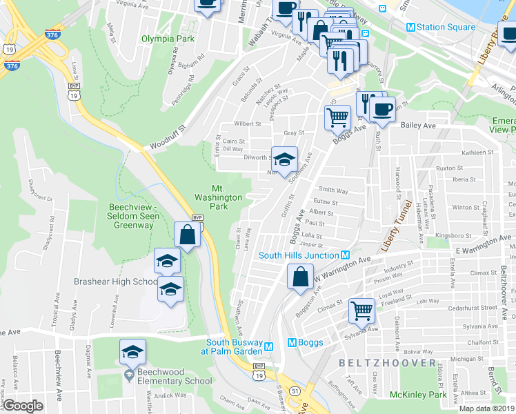 map of restaurants, bars, coffee shops, grocery stores, and more near 29 Chess Street in Pittsburgh