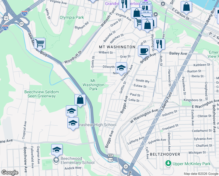 map of restaurants, bars, coffee shops, grocery stores, and more near 29 Chess Street in Pittsburgh