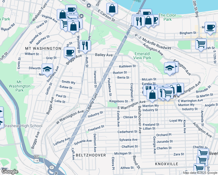 map of restaurants, bars, coffee shops, grocery stores, and more near 87 Haberman Avenue in Pittsburgh