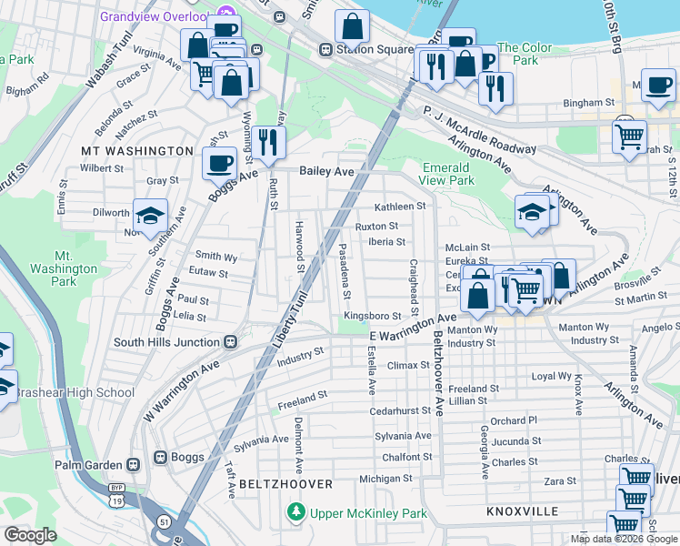 map of restaurants, bars, coffee shops, grocery stores, and more near 87 Haberman Avenue in Pittsburgh