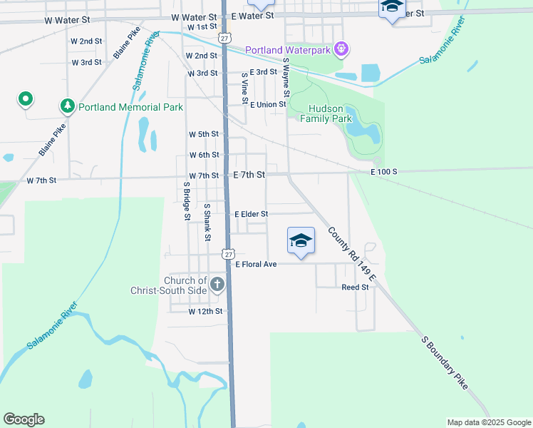 map of restaurants, bars, coffee shops, grocery stores, and more near 300 East Elder Street in Portland
