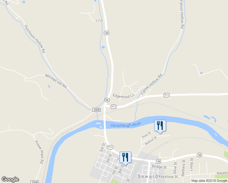 map of restaurants, bars, coffee shops, grocery stores, and more near 14175 Pennsylvania 56 in Seward