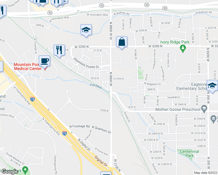 map of restaurants, bars, coffee shops, grocery stores, and more near 2824 North 1230 West in Lehi