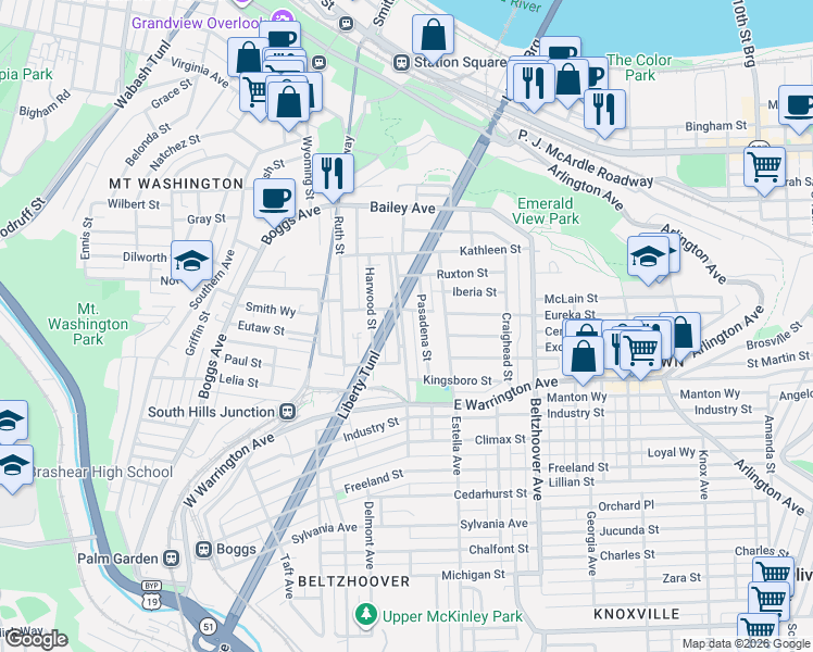 map of restaurants, bars, coffee shops, grocery stores, and more near 87 Haberman Avenue in Pittsburgh