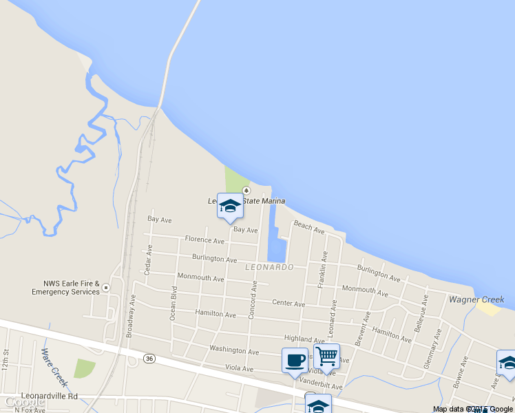 map of restaurants, bars, coffee shops, grocery stores, and more near 105 Concord Avenue in Leonardo