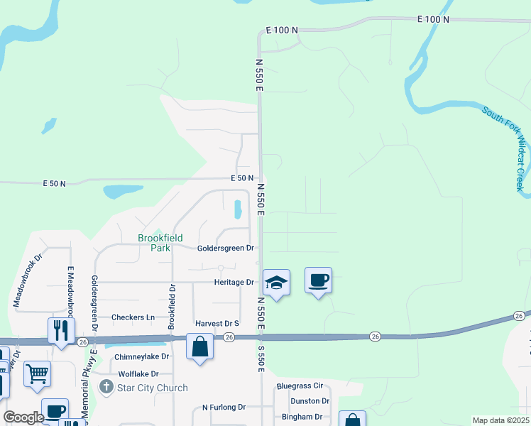 map of restaurants, bars, coffee shops, grocery stores, and more near 5518 Casad Dr in Lafayette