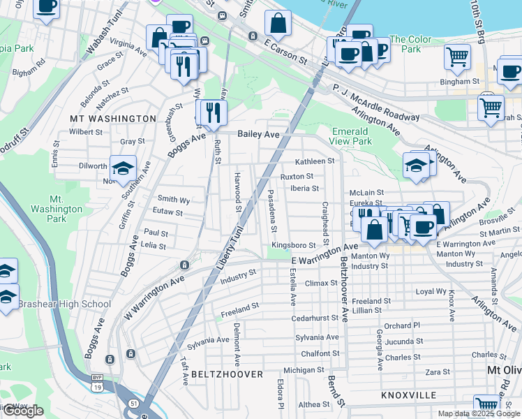 map of restaurants, bars, coffee shops, grocery stores, and more near 87 Haberman Avenue in Pittsburgh
