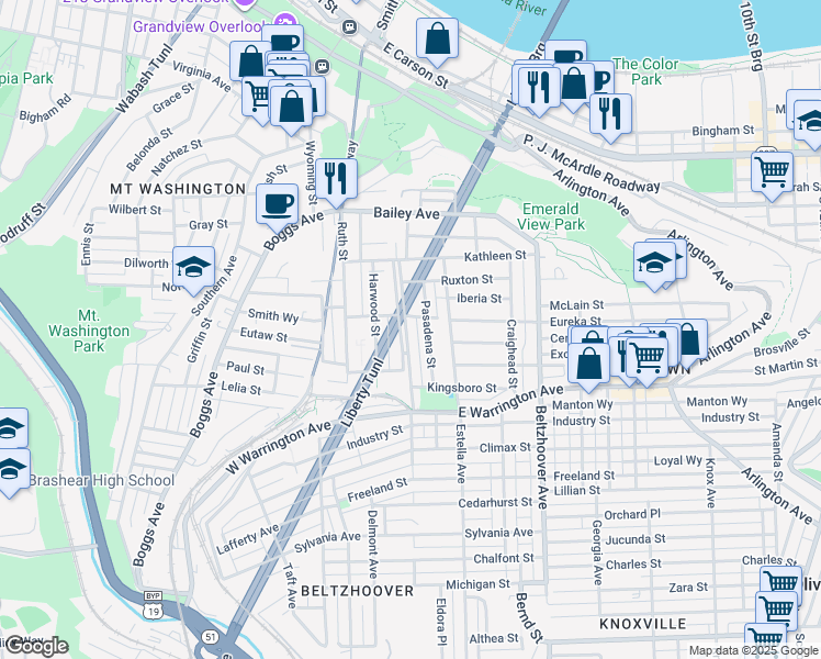 map of restaurants, bars, coffee shops, grocery stores, and more near 87 Haberman Avenue in Pittsburgh