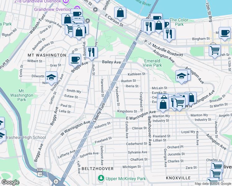 map of restaurants, bars, coffee shops, grocery stores, and more near 87 Haberman Avenue in Pittsburgh