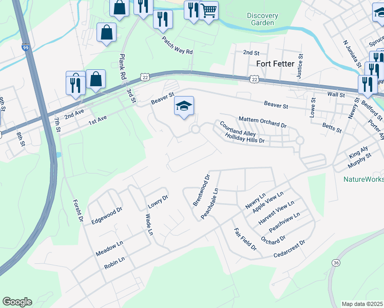 map of restaurants, bars, coffee shops, grocery stores, and more near 308 Quince Court in Hollidaysburg