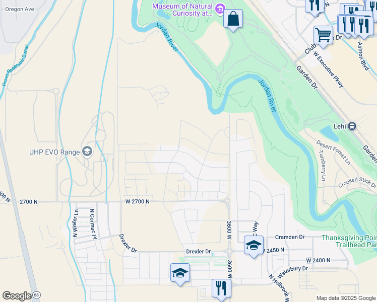 map of restaurants, bars, coffee shops, grocery stores, and more near 3864 Safflower Drive in Eagle Mountain
