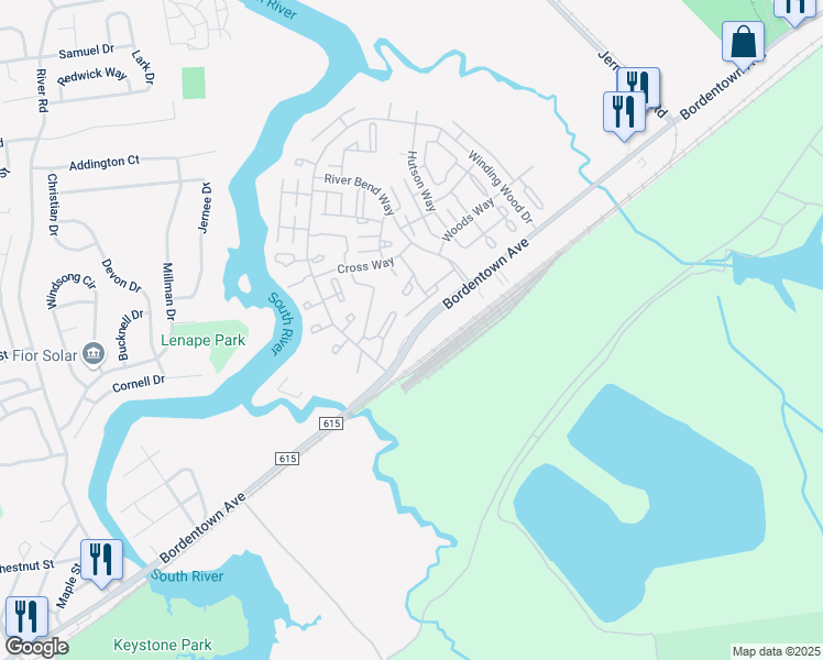 map of restaurants, bars, coffee shops, grocery stores, and more near 5005 Bordentown Avenue in Sayreville