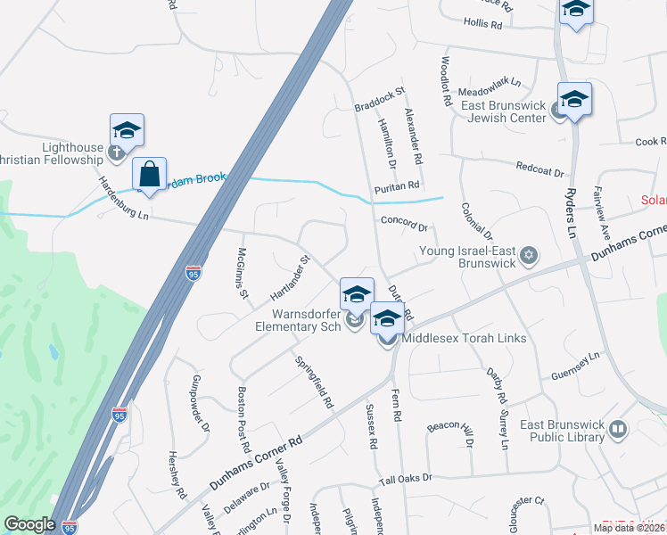 map of restaurants, bars, coffee shops, grocery stores, and more near 2 Mount Court in East Brunswick