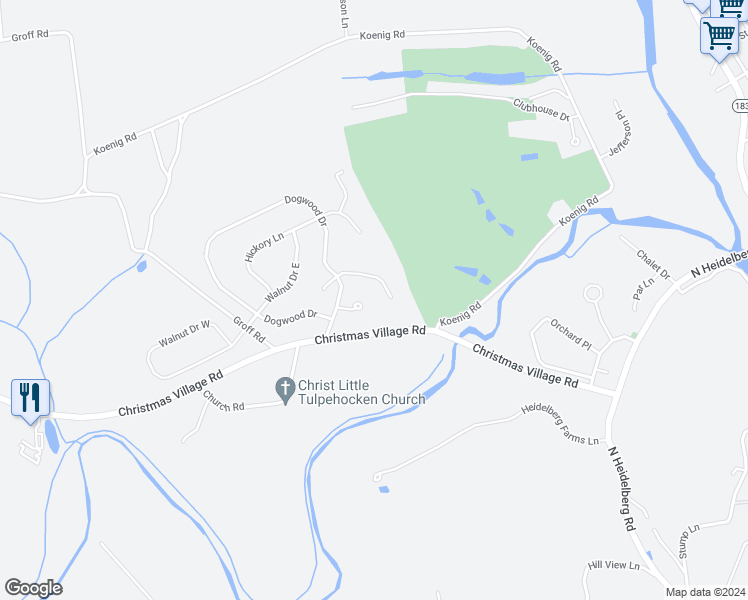 map of restaurants, bars, coffee shops, grocery stores, and more near 7 Heidelberg Court in Bernville