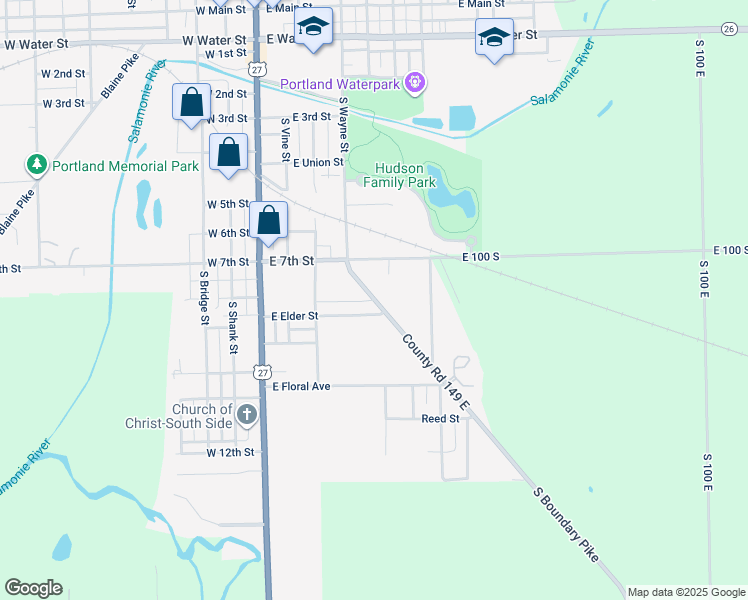 map of restaurants, bars, coffee shops, grocery stores, and more near 300-332 East Elder Street in Portland