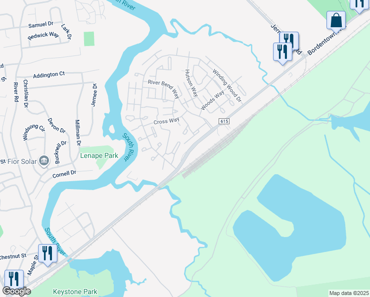map of restaurants, bars, coffee shops, grocery stores, and more near 125 Winding Wood Drive in Sayreville
