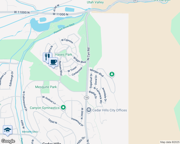 map of restaurants, bars, coffee shops, grocery stores, and more near 10559 Sugarloaf Drive in Cedar Hills
