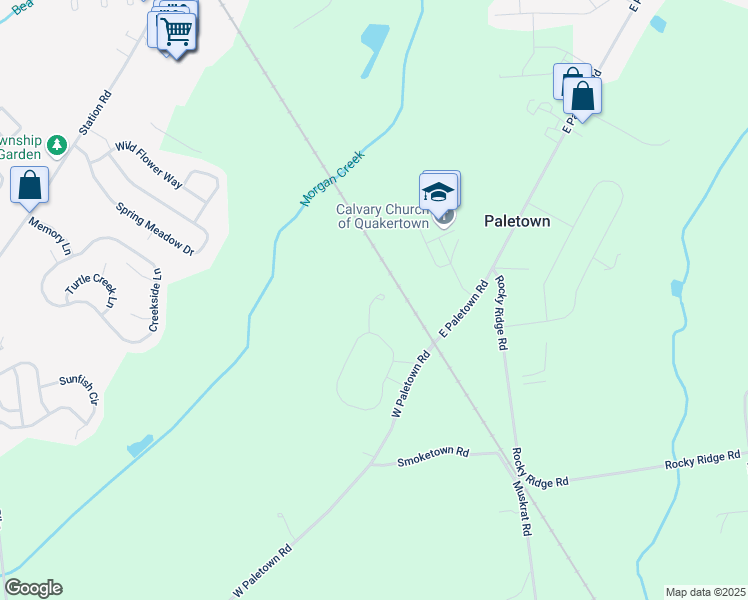 map of restaurants, bars, coffee shops, grocery stores, and more near 1207 Heron Court in Quakertown