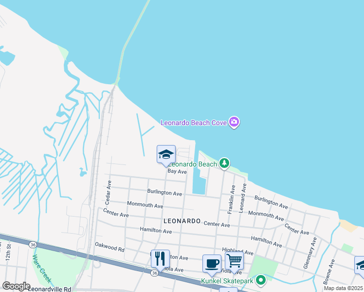 map of restaurants, bars, coffee shops, grocery stores, and more near 105 Concord Ave in Leonardo