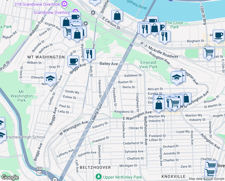 map of restaurants, bars, coffee shops, grocery stores, and more near 87 Haberman Avenue in Pittsburgh