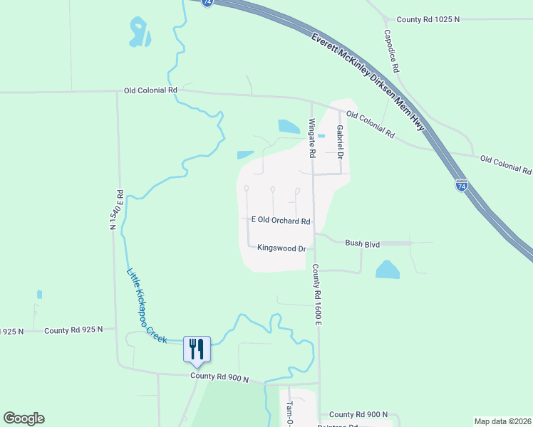 map of restaurants, bars, coffee shops, grocery stores, and more near 15845 East Old Orchard Road in Bloomington
