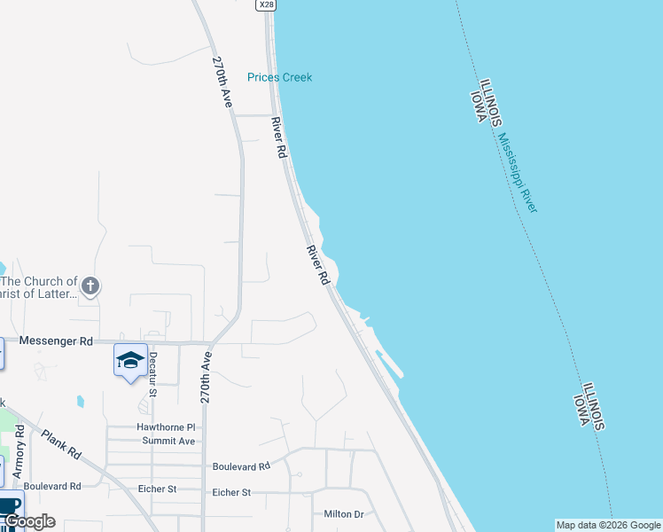 map of restaurants, bars, coffee shops, grocery stores, and more near 1624-2244 River Road in Keokuk