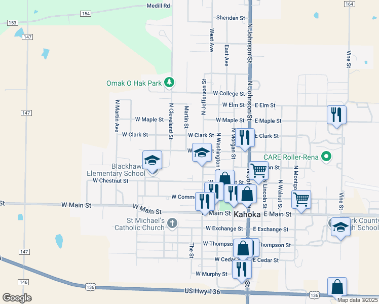 map of restaurants, bars, coffee shops, grocery stores, and more near 400 West Court Street in Kahoka