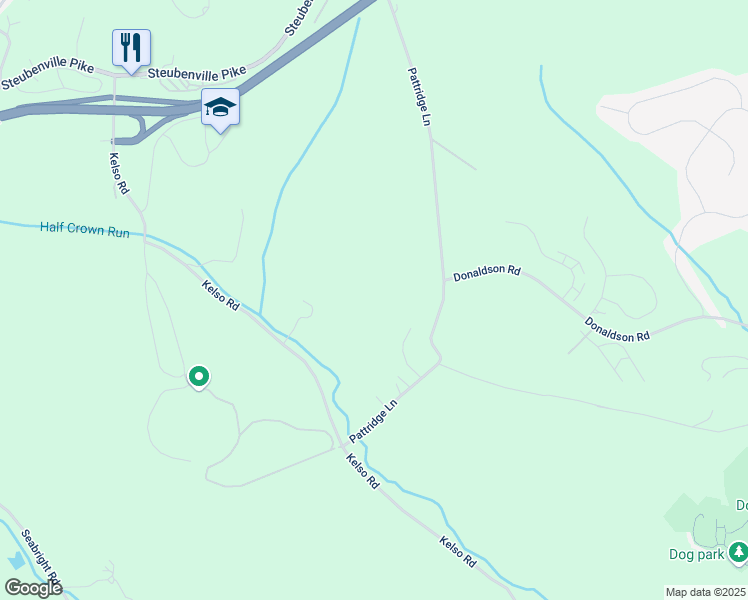 map of restaurants, bars, coffee shops, grocery stores, and more near 160 Pattridge Lane in McDonald